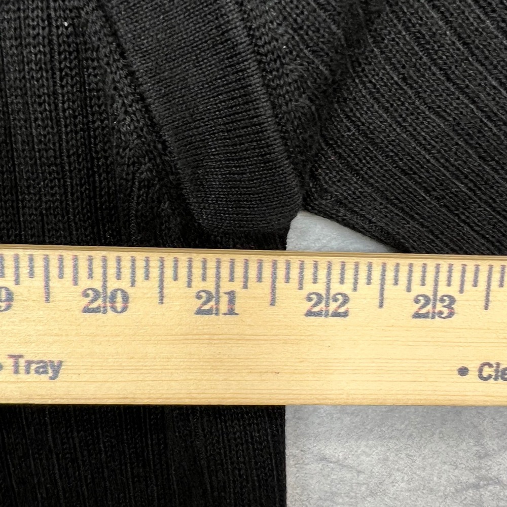Eddie Bauer Sweater Mens Large Black Ribbed Cotton Tape Sleeve Crewneck - Picture 5 of 6